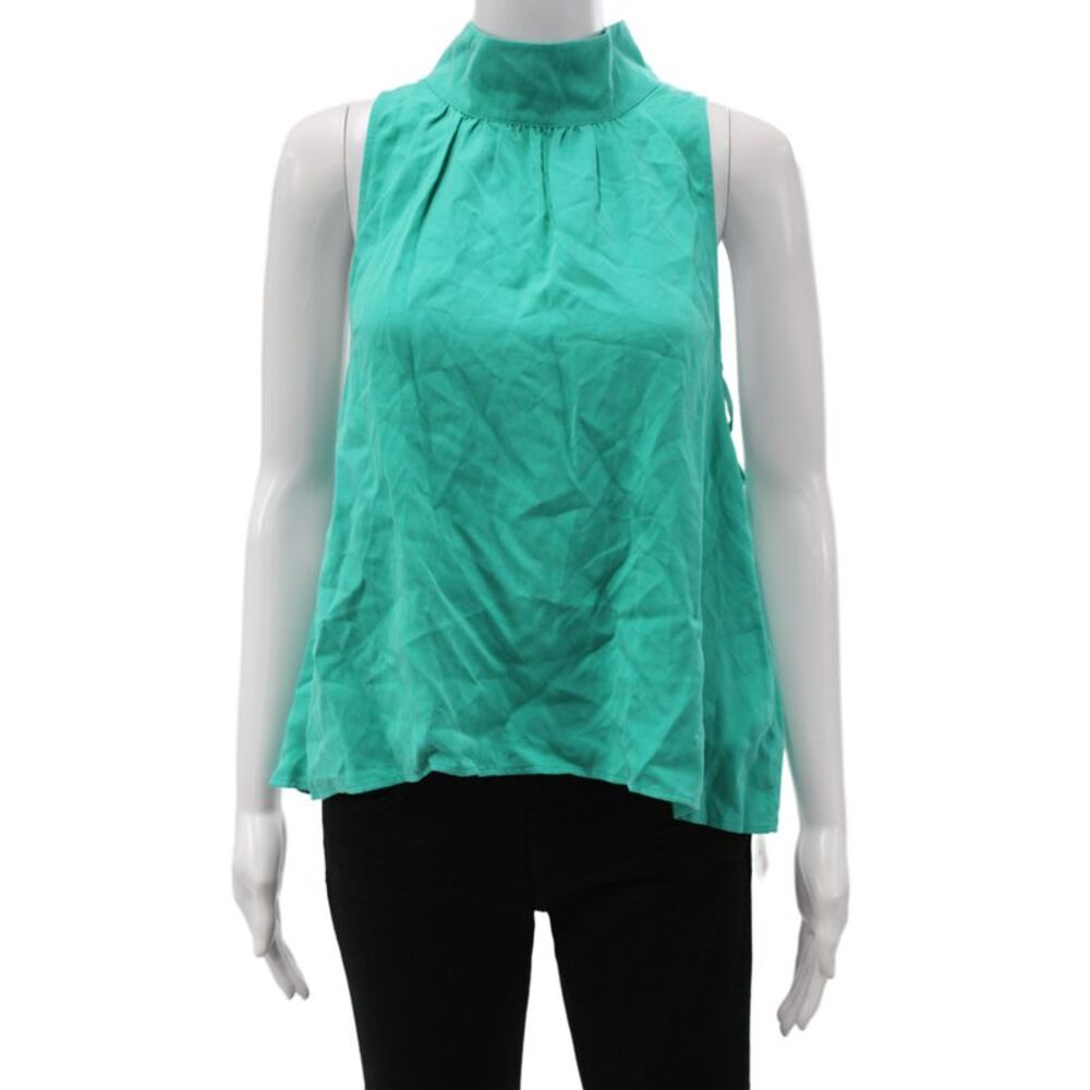 Free People Womens Boho Basic High Neck Sleeveless Tank Green Lyocell Size XS